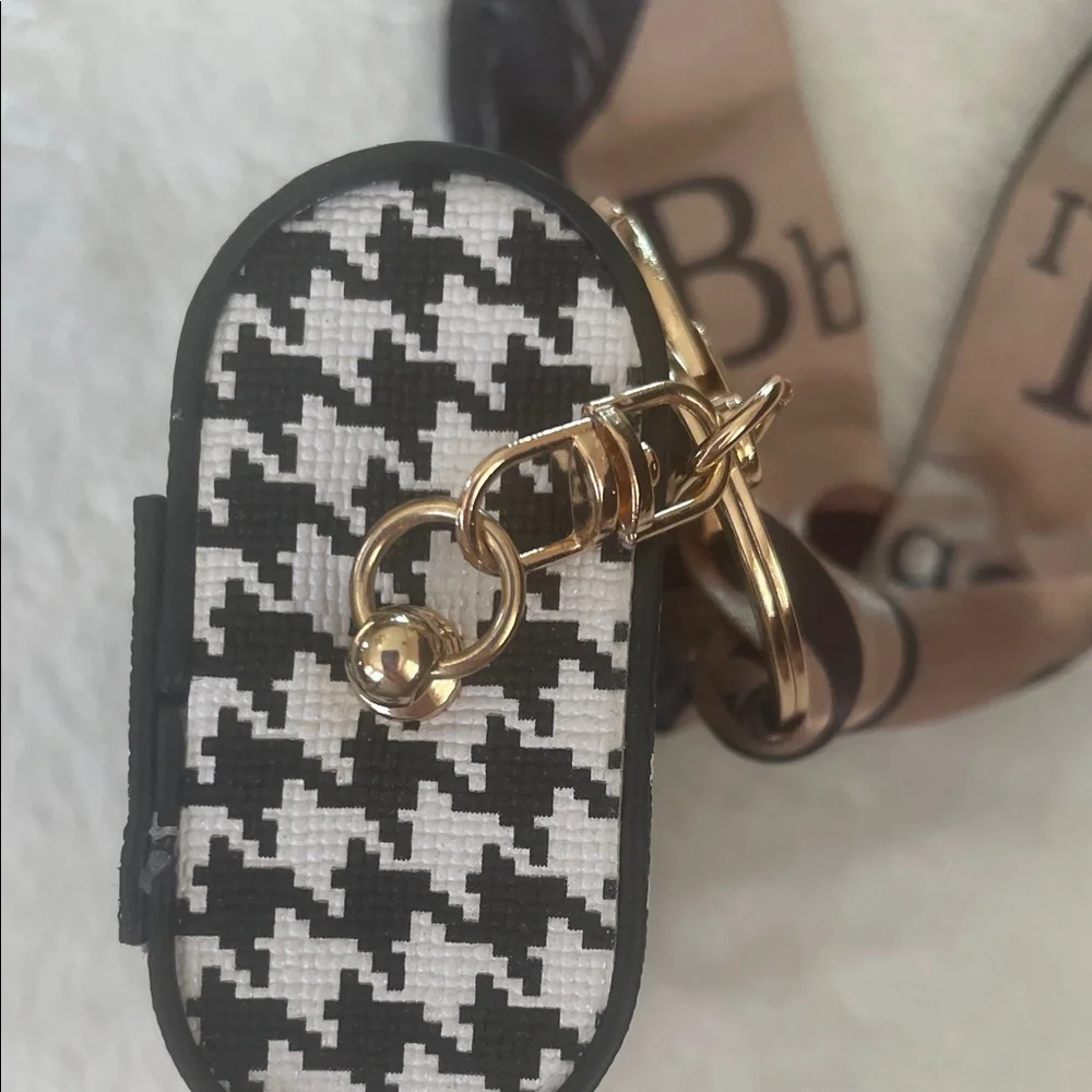 Mini Bag Charm Keychain Bag with Scarf- houndstooth-zipper